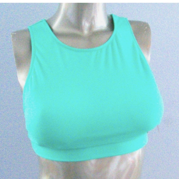 Victorias Secret Swim Bikini Top Seafoam Glow High Neck Crop XS - Picture 2 of 3